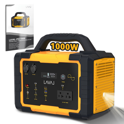 Portable Power Station For Camping 1000W, 1075Wh LiFePO4 Battery-Powered Generator With 1000W AC Outlets, 100W PD, USB, 9 Output Ports, Solar Generator For Camping Gear, Survival Gear, Home Backup, Outdoor Adventures, And Eme