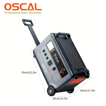 OSCAL PowerMax 6000 Solar Generator | 3600Wh/6000W Power Station with 2x500W Solar Panels, 120V/240V Split Phase Voltage AC Outlets (9000W Peak), 2400W Solar Charging, Emergency Home, Battery Backup, Plus A Bonus 30W Solar Pa