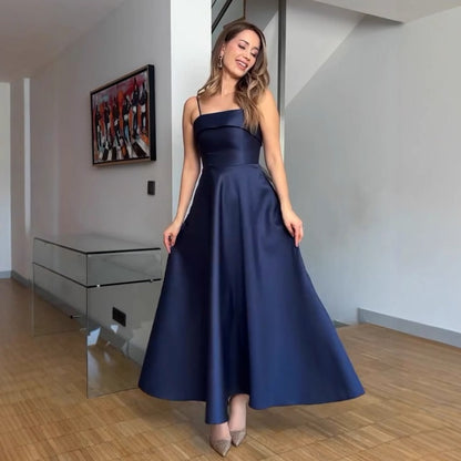Satin suspender evening dress fashion dress