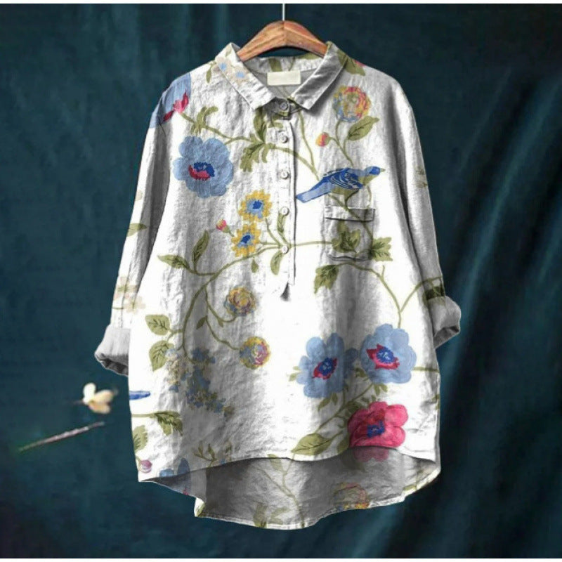 Women's 3D-patterned Long-sleeve Button-up Top