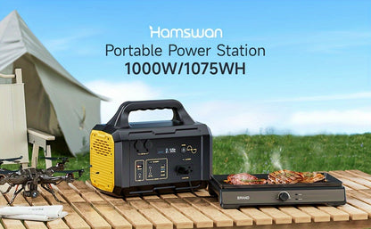 Portable Power Station For Camping 1000W, 1075Wh LiFePO4 Battery-Powered Generator With 1000W AC Outlets, 100W PD, USB, 9 Output Ports, Solar Generator For Camping Gear, Survival Gear, Home Backup, Outdoor Adventures, And Eme