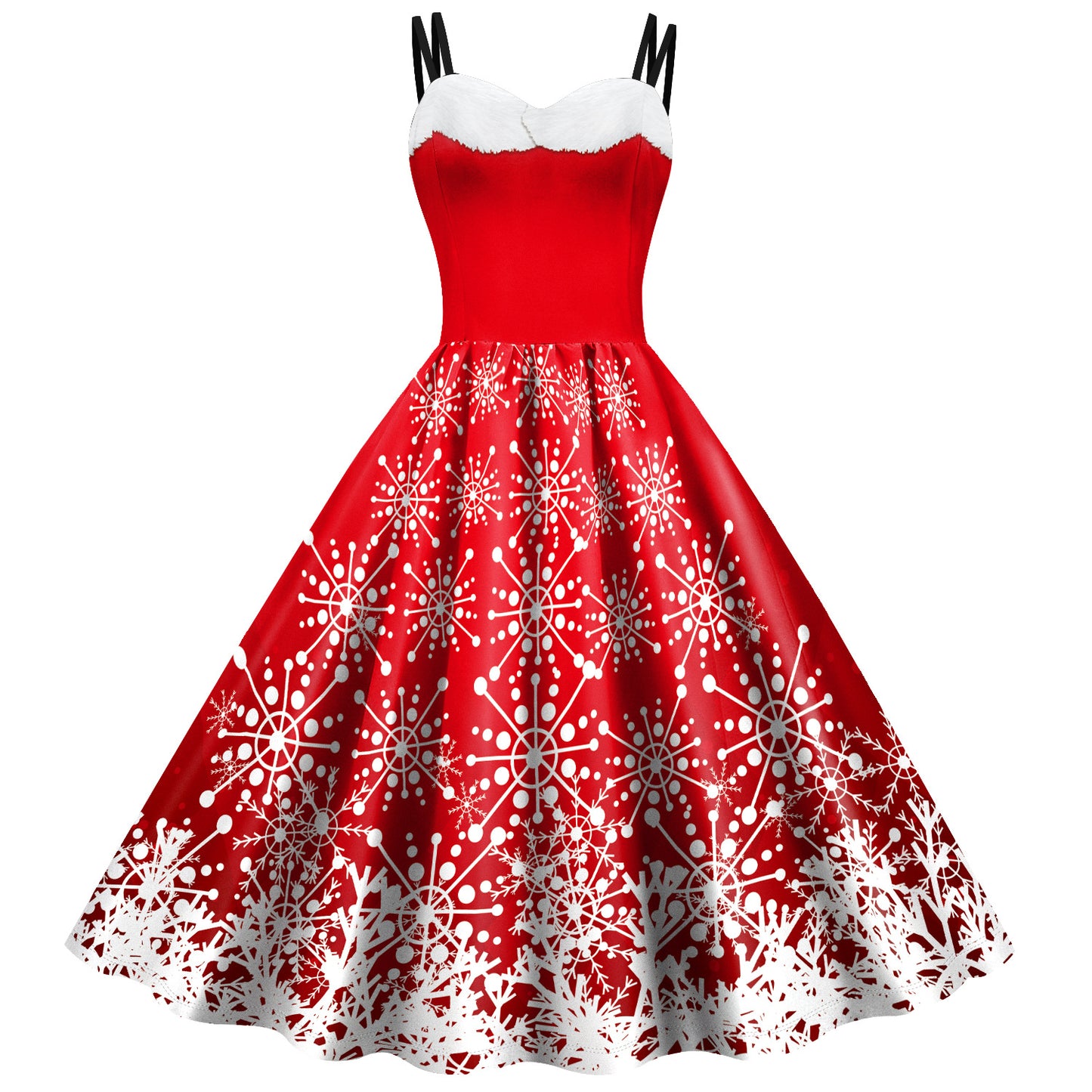 Christmas dress snowflake suspender women's dress