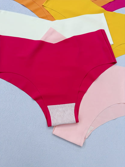 7pcs Seamless Solid Briefs, Comfy & Breathable Stretchy Intimates Panties, Women's Lingerie & Underwear