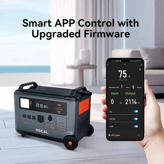 OSCAL PowerMax 6000 Portable Power Station - Surge 12000W, Expandable Solar Generator with 4 AC Outlets, Fast Charge in 1.2 Hours, 10ms UPS for Home Emergency, Camping & Road Trips