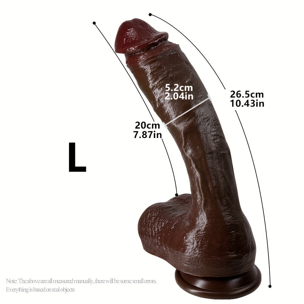 Multi-Size Black Liquid Silicone Female Dildo, Realistic Super Thick Male Cock, Soft Silicone Self-Pleasure Bar, Strong Suction Cup, Adult Sensual Toy, with No Battery Required for Men and Women
