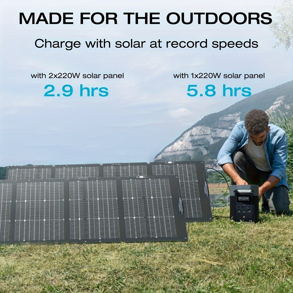 EF ECOFLOW Portable Power Station DELTA 2, 950Wh LiFePO4 (LFP) Battery, Fast Charging, Solar Generator(with Solar Panel ) For Home Backup Power, Camping & RVs