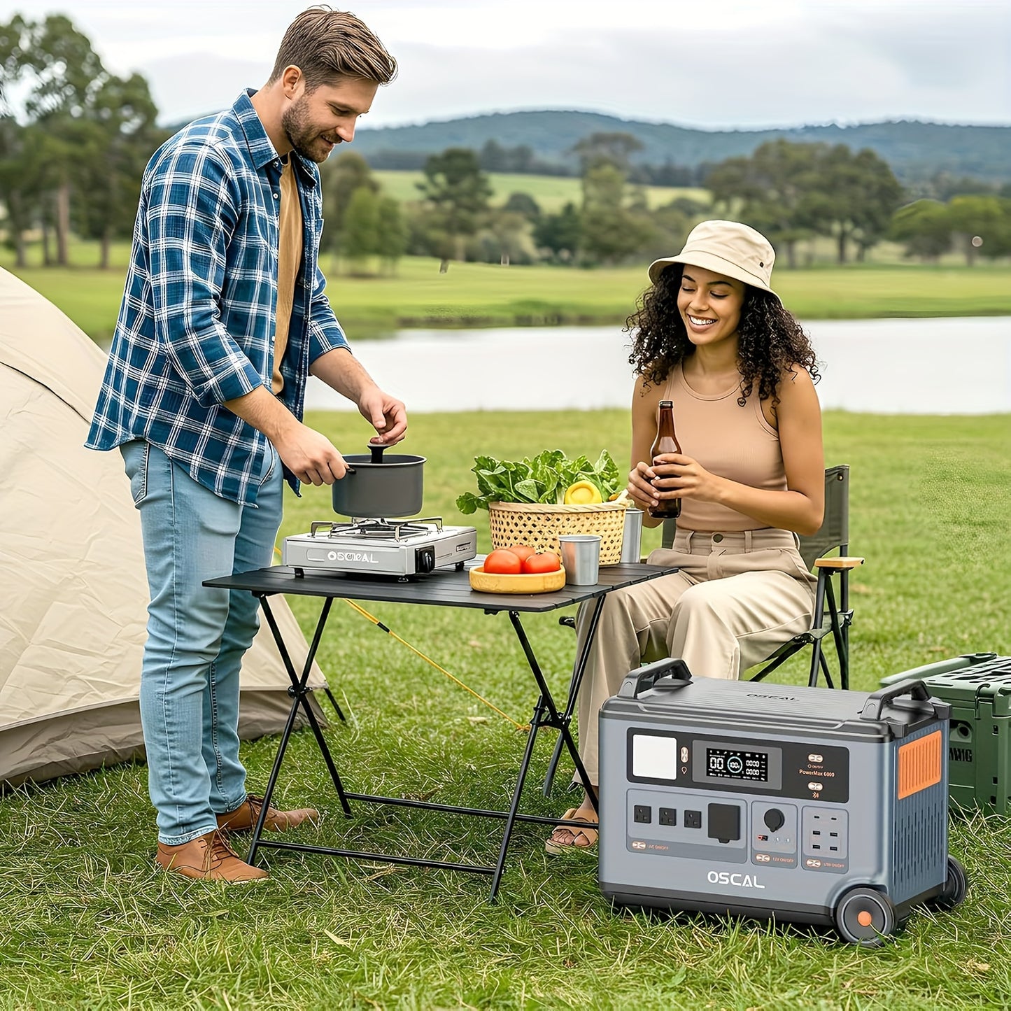 [PowerMax 6000, Solar Generator] OSCAL PowerMax 6000 Series Portable Power Station - 6000W(Surge 7200W) 3600Wh LiFeP04 Solar Generator with 400W Solar Panel, 1.4H Full Charge, 5ms UPS, DC/AC Bi-Directional Inverter for Home U