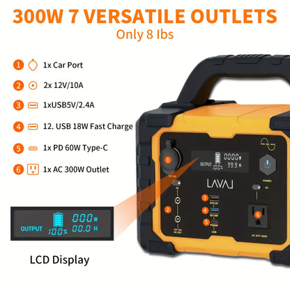 INNOVATIVE LIFE Portable Solar Generator 300W (peak 600W)/294WH With 100W Foldable Solar Panel Plug Charger Suitable For Hydraulic, Outdoor, Camping, Emergency Power, RV