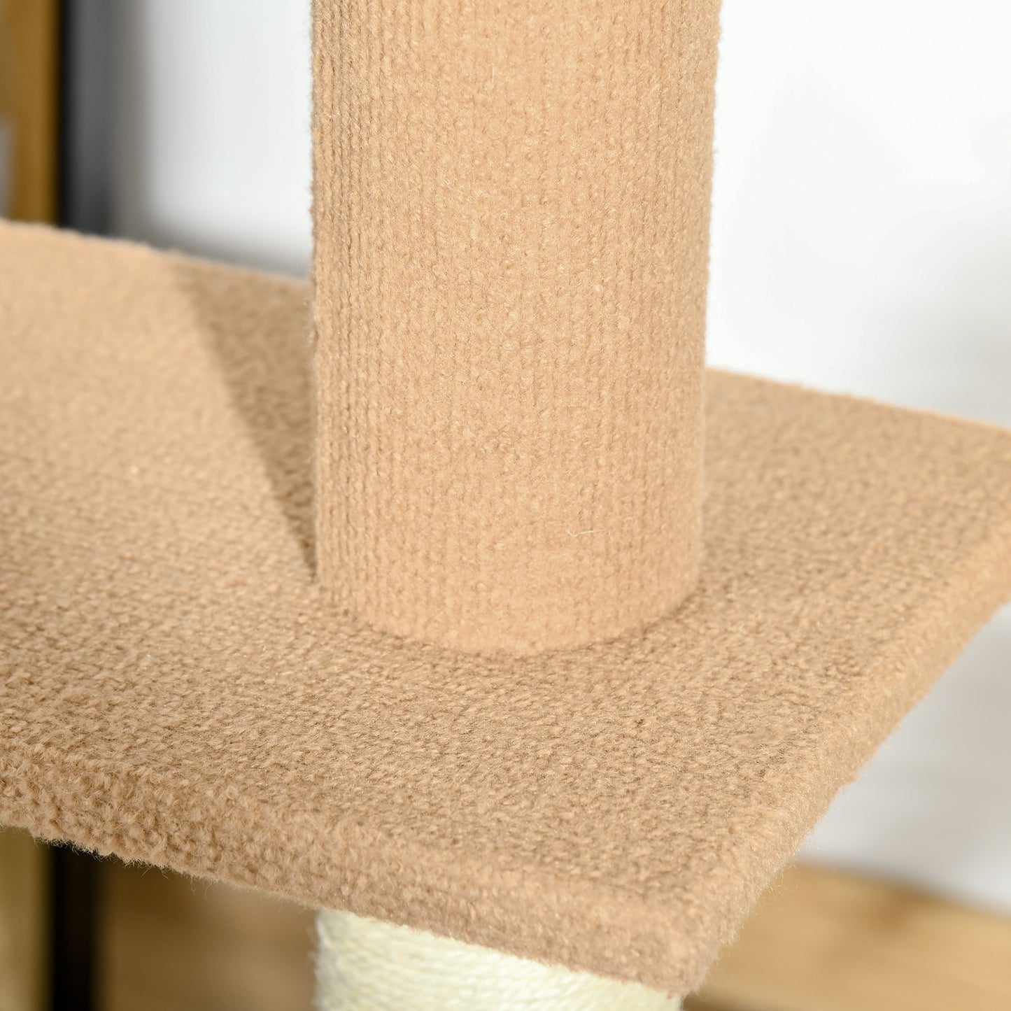 Floor-to-Ceiling Cat Tree Cat Climbing Tower with Sisal-Covered Scratching Posts Natural Cat Tree Activity Center for Kittens Cat Tower Furniture, Light brown