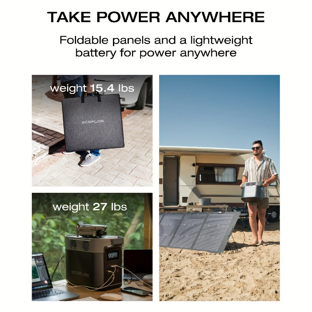 EF ECOFLOW Portable Power Station DELTA 2, 950Wh LiFePO4 (LFP) Battery, Fast Charging, Solar Generator(with Solar Panel ) For Home Backup Power, Camping & RVs