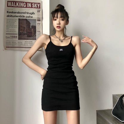 Womens Retro Embroidered Letter Dress