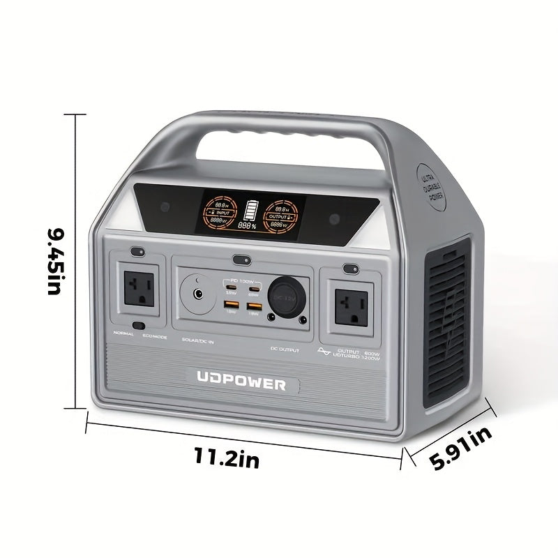 UDPOWER Portable Solar Generator - 1200W, 800W, 400W Options, AC Outlet, 2 DC & 3 USB Ports, Backup Battery for Outdoor Trips, Camping & Emergency, Outdoor Power Station | Modern Power Station | Durable Power Source, Portable