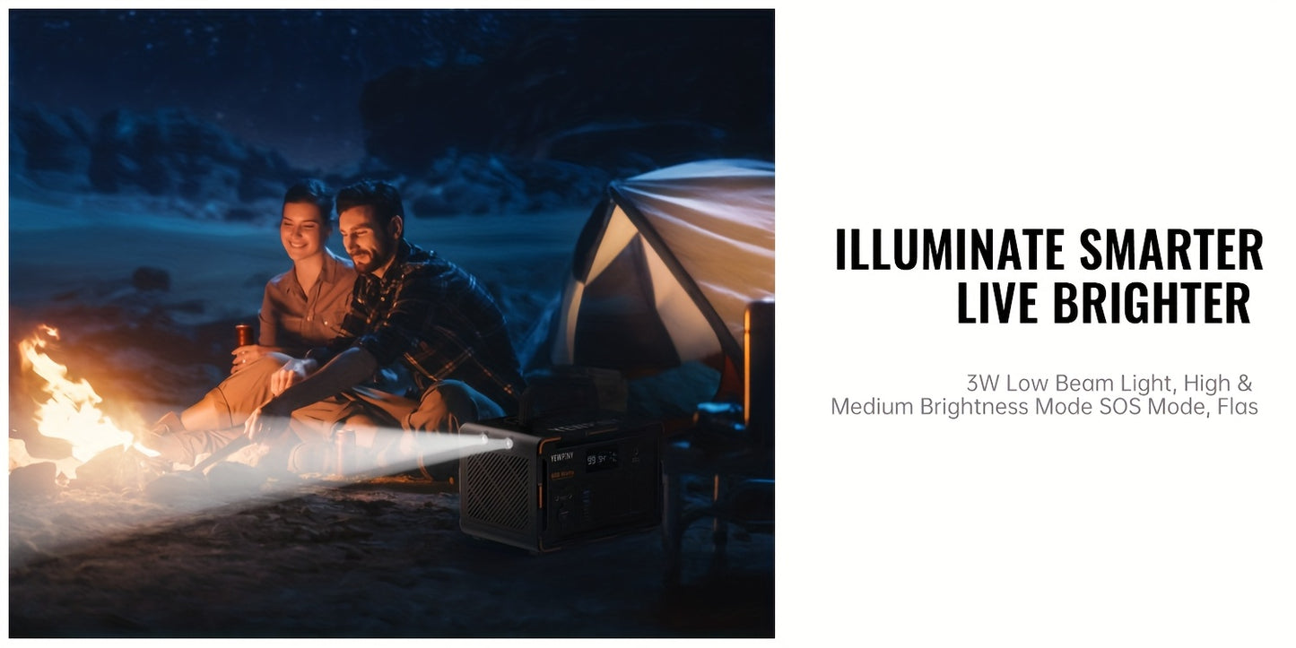 YEWPINY 600W Portable Power Station, 600W Fast Charging, 599.4Wh Lithium Battery Solar Generator AC Power Socket, DC Port, LED Lighting, PD And USB, A Total Of 9 Output Ports, Suitable for Home, Outdoor Travel, Camping And Po