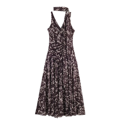 Chic Polka Dot Chiffon Long Dress Dress