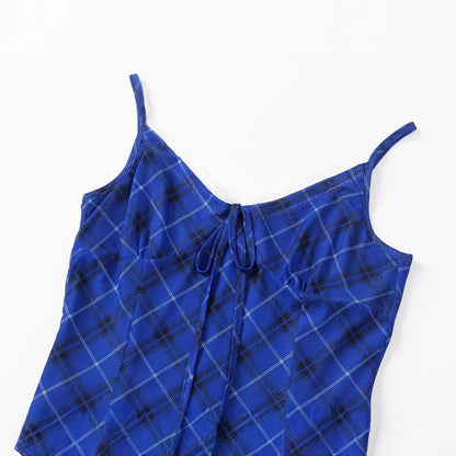 Plaid Strapless Dress Long Dress