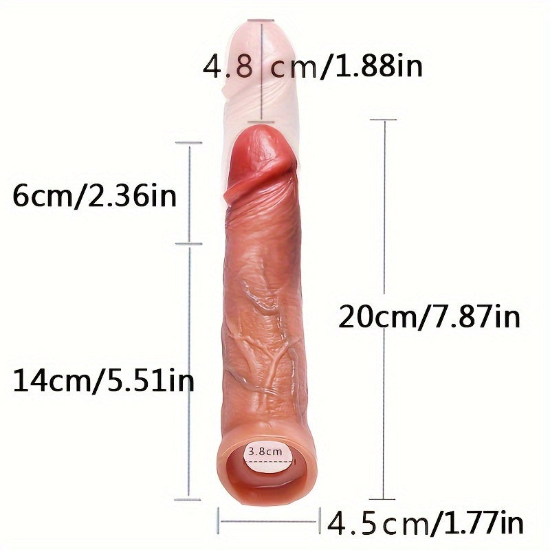 1pc Vibrating Penis Sleeve Penis Cover Electric Vibration Remote Control Simulation Male Wearing Dildo Extension Time Delay Skin Cover Increase Length Increase Size Sheath Colour Of Skin Black 10 Vibration Frequencies