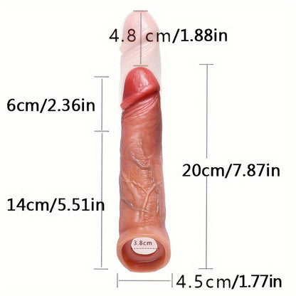 1pc Vibrating Penis Sleeve Penis Cover Electric Vibration Remote Control Simulation Male Wearing Dildo Extension Time Delay Skin Cover Increase Length Increase Size Sheath Colour Of Skin Black 10 Vibration Frequencies