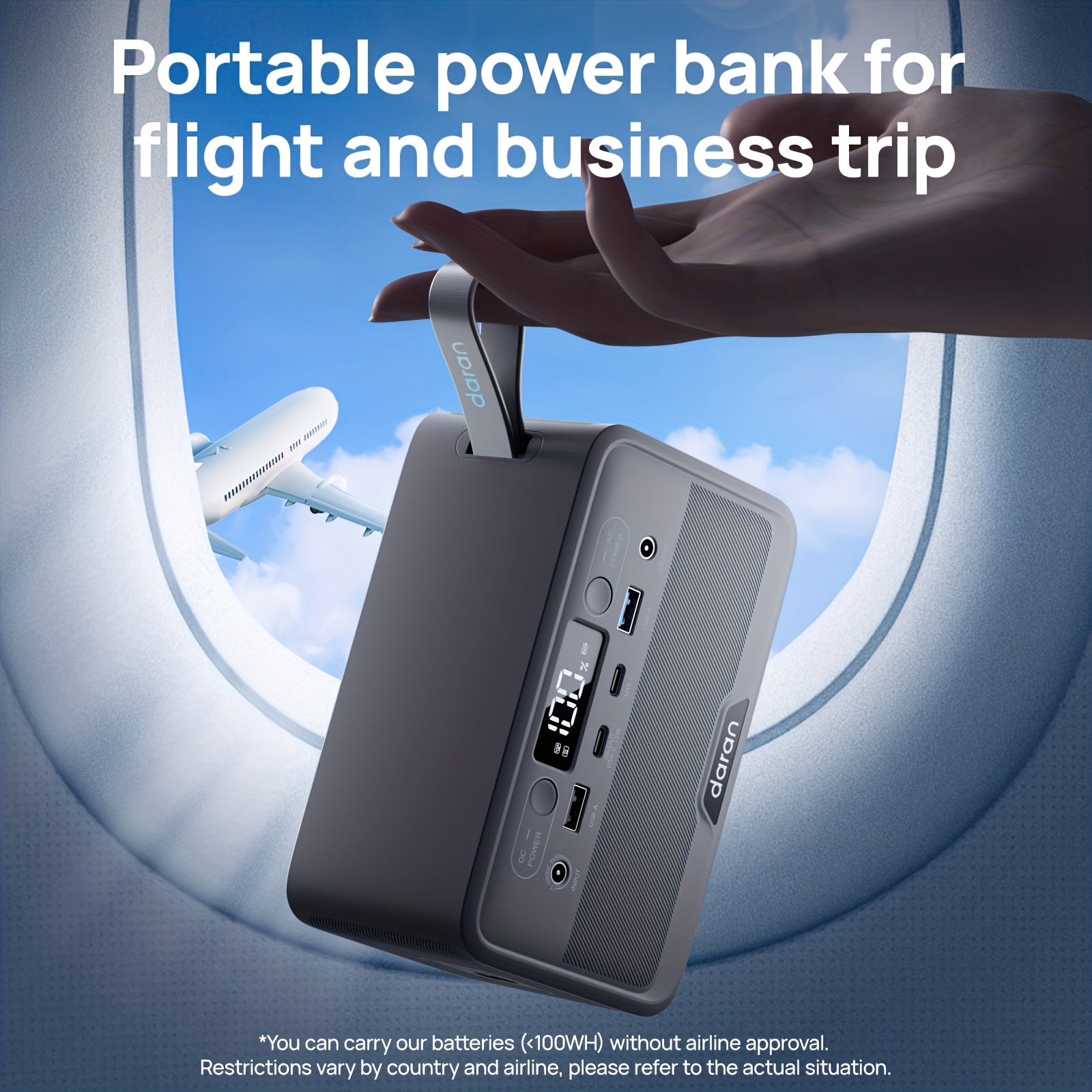 Daranener 100W 28000mAh Portable Power Station Solar Generator with AC Outlet & PD Fast Charging, Lifepo4 Battery, 89.6Wh/28000mAh Capacity, Solar-Powered Portable Charger for Home, Camping, RV, Outdoor - Compatible with Lapt