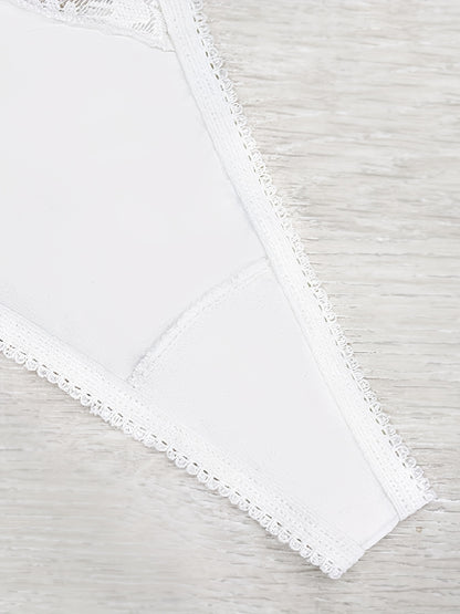 Lace Stitching Thongs, Comfy & Breathable Stretchy Intimates Panties, Women's Lingerie & Underwear