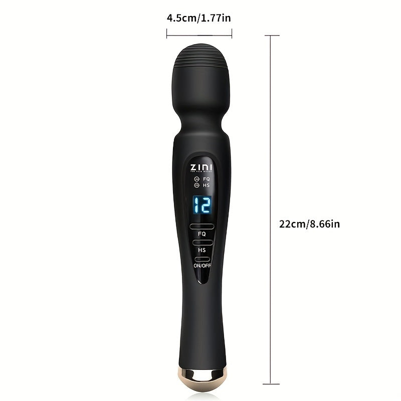 Rechargeable Personal Massager, 12 Patterns Massager, Personal Massager for Women, Quiet & Massager for Women, Digital Display Wand Massager for Neck, Back Pain Relief - Black, Dildo