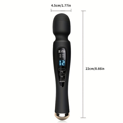 Rechargeable Personal Massager, 12 Patterns Massager, Personal Massager for Women, Quiet & Massager for Women, Digital Display Wand Massager for Neck, Back Pain Relief - Black, Dildo