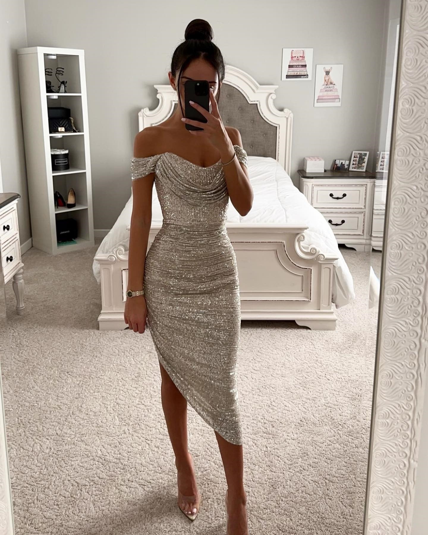 Sparkle Dress with Zipper, Casual Fashion Party Dress,