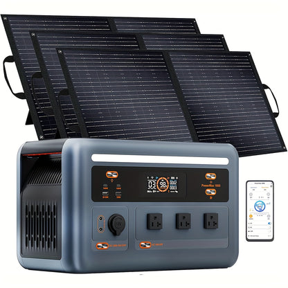 OSCAL PowerMax 1800 Solar- Generator System with 3x100W Solar Panels, 1024Wh Large Capacity, 800W Fast Charging, APP Control,O Overload & Short-Circuit, Heavy-Duty Portable Power Station for Home, Camping, RV, Emergency Backu