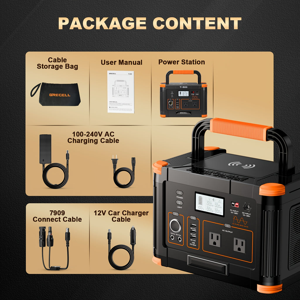 500W 519Wh Portable Power Station, Solar Generator & Lithium Battery Power Bank with 2x 110V AC Outlets,5 Overload & Overheat, Compact & Lightweight for RV, Camping, Home Backup, Outdoor Adventures - Solar, Quiet Operation, M