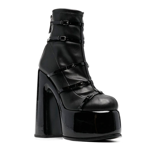 Women's Shoes New Fashion Autumn Winter Chunky High Heel Black Wine Red Buckle Dress Party Female Ankle Boots 35-43