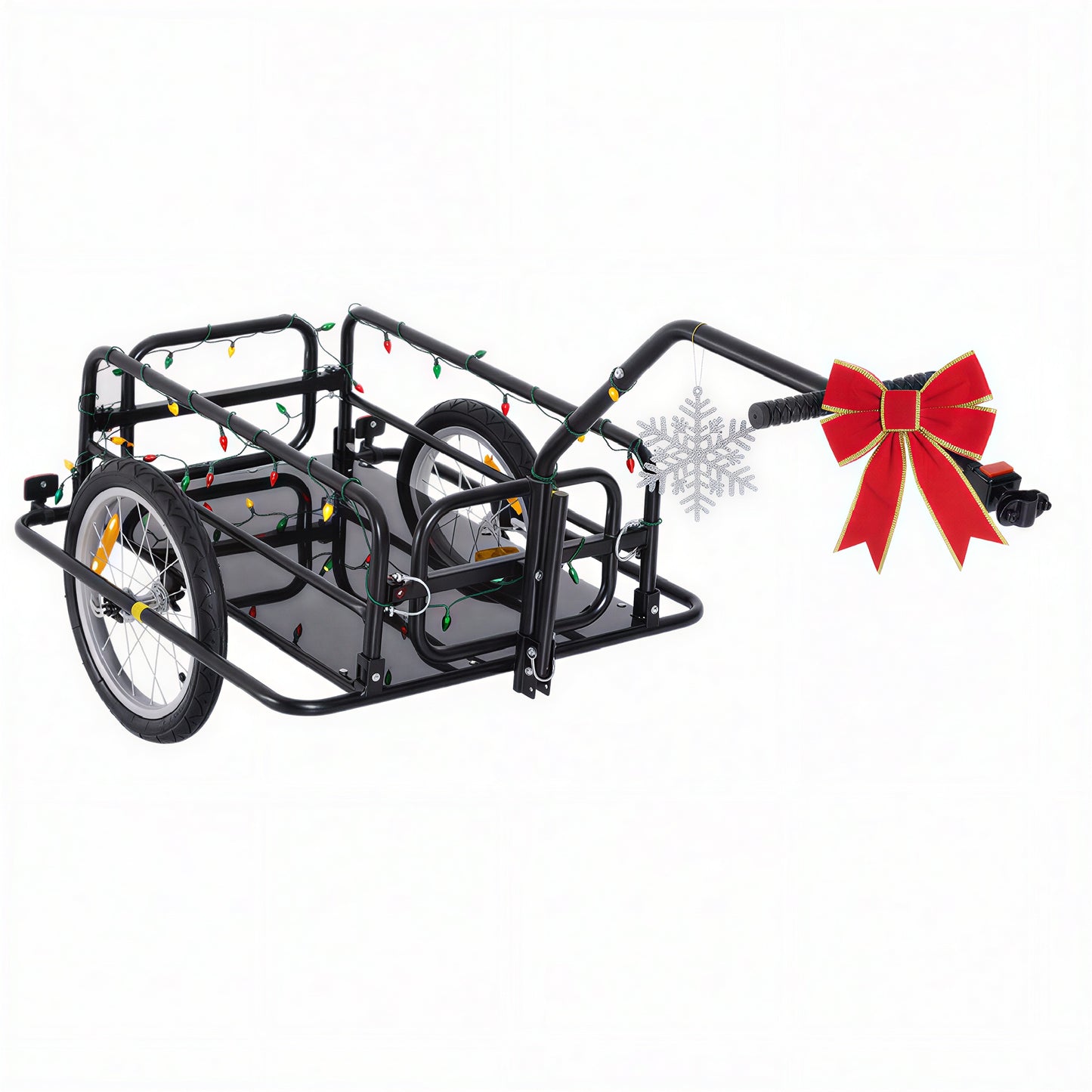 Foldable Bike Cargo Trailer Cart with Hitch, 88 lbs. Capacity, Black