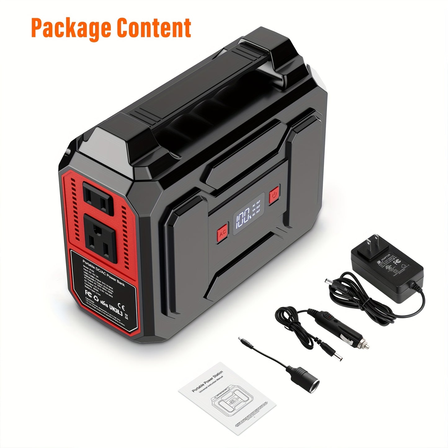 39600mAh Portable Power Station - High-Capacity Small Solar Generator (Without Panel), With 110V AC Outlet, DC Port, USB-C Port, 3 USB Output, LED Light - Portable Battery Pack For Home, Outdoor Adventures, Road Trip, Camping