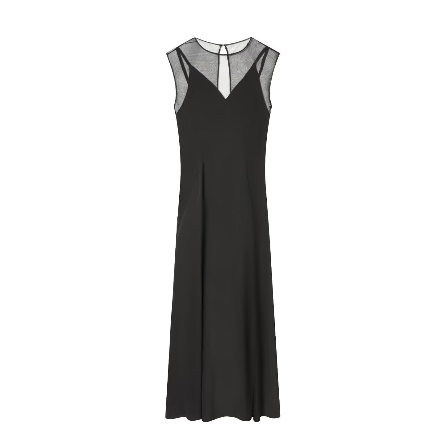 Elegant Sheer Dress Black Mini Dress for Women