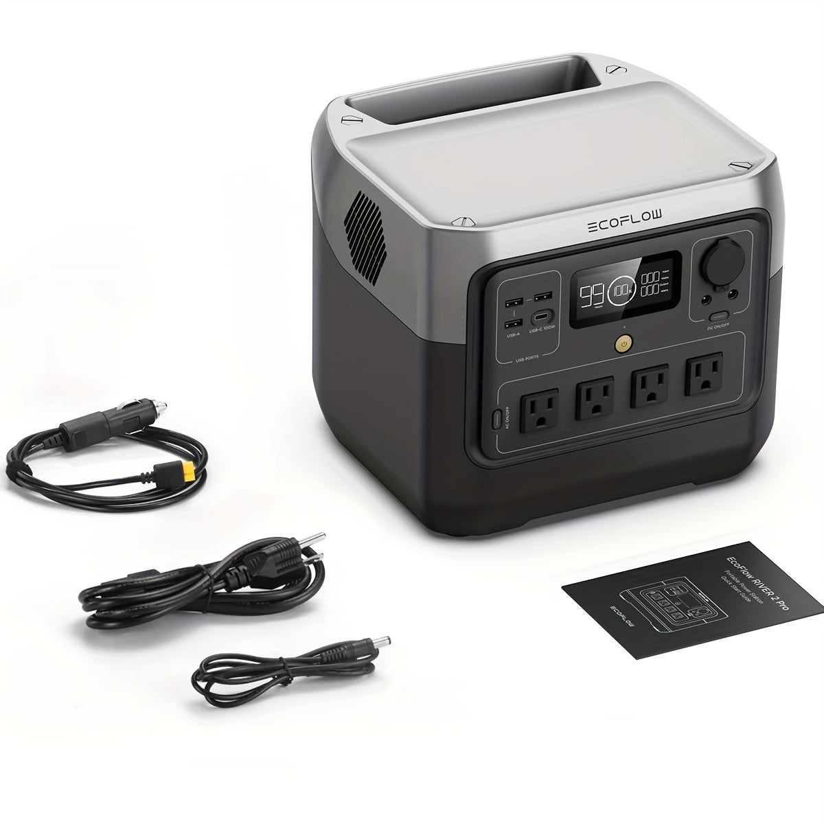 EF ECOFLOW Solar Generator RIVER 2 Pro 768, Portable Power Station 768Wh with 160W Portable Solar Panel LiFePO4 Battery Fully Charged in 70 Min, 4×AC, for Camping, RV, Home Backup