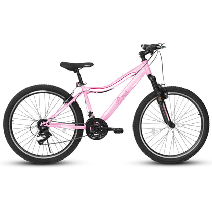 A24208D Mountain Bike 24 26 Inch, High-Density Carbon Steel Frame, 21 Speed, Front Suspension, Dual V-Brakes, Pre-Assembled For Men Women Teens