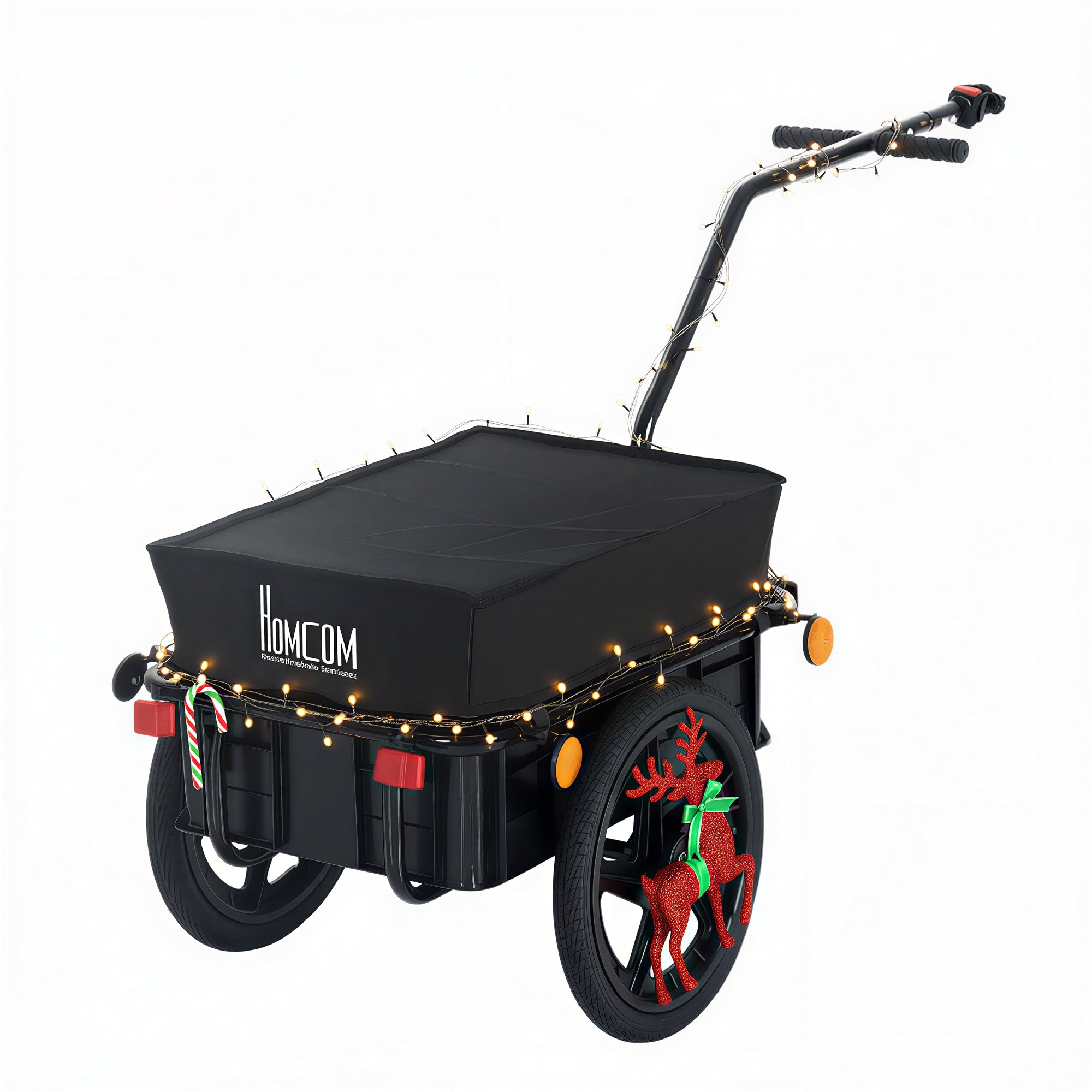 Bicycle Cargo Trailer with Removable Box and Waterproof Cover, Bike Wagon Trailer with Two 16in Wheels