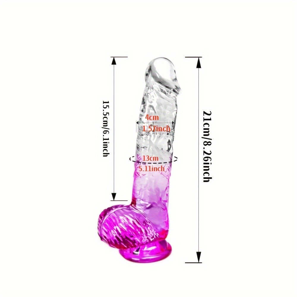 Four Sizes Graduated Color Penis Self-Pleasure Rods with Suction Crystal Transparent Dildo for Adult Use - No Battery, Wireless, and No Power Required