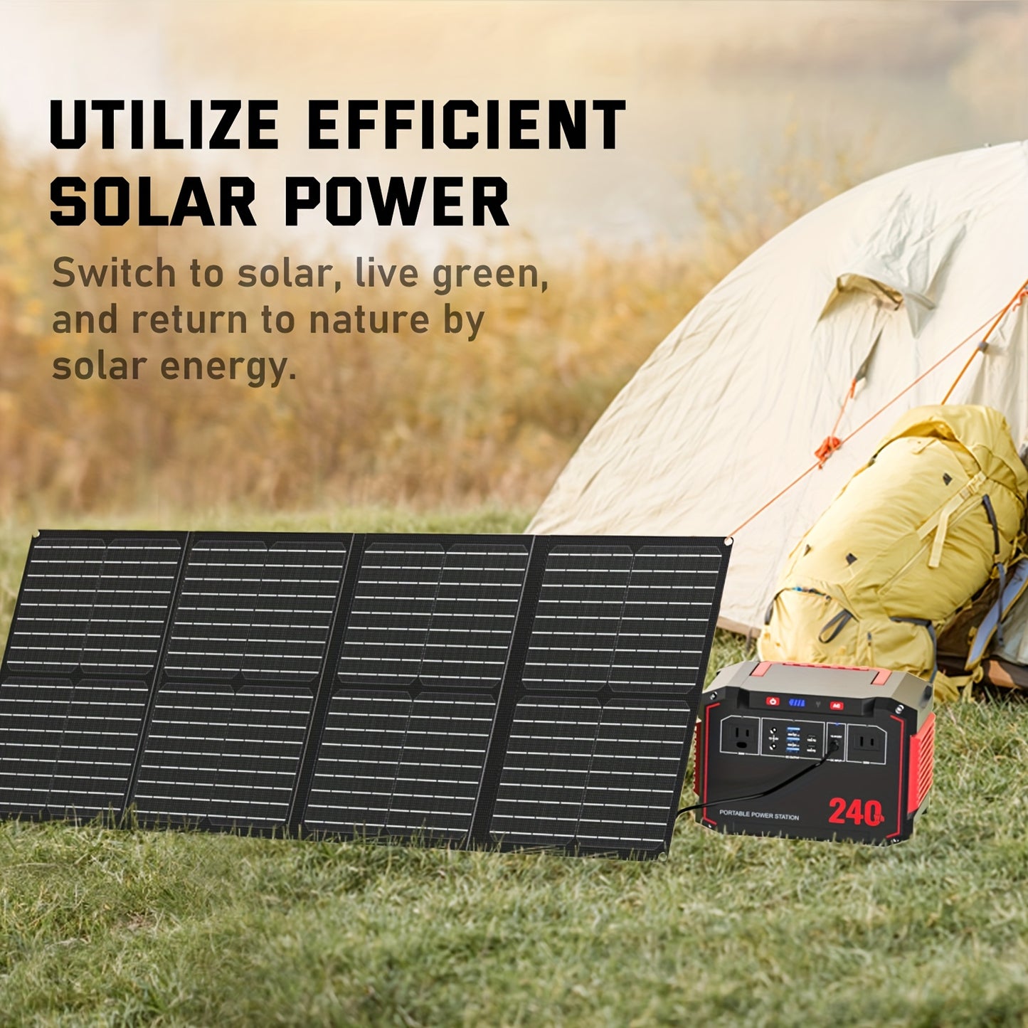 Portable Power Station 237/111/88/83Wh With 60/40/30/21W Solar Panels With AC Outlet 110V(3*USB A, 2*USB C, 2*AC, 2*DC) Solar Generator For Travel Home Emergency Hurricaneth