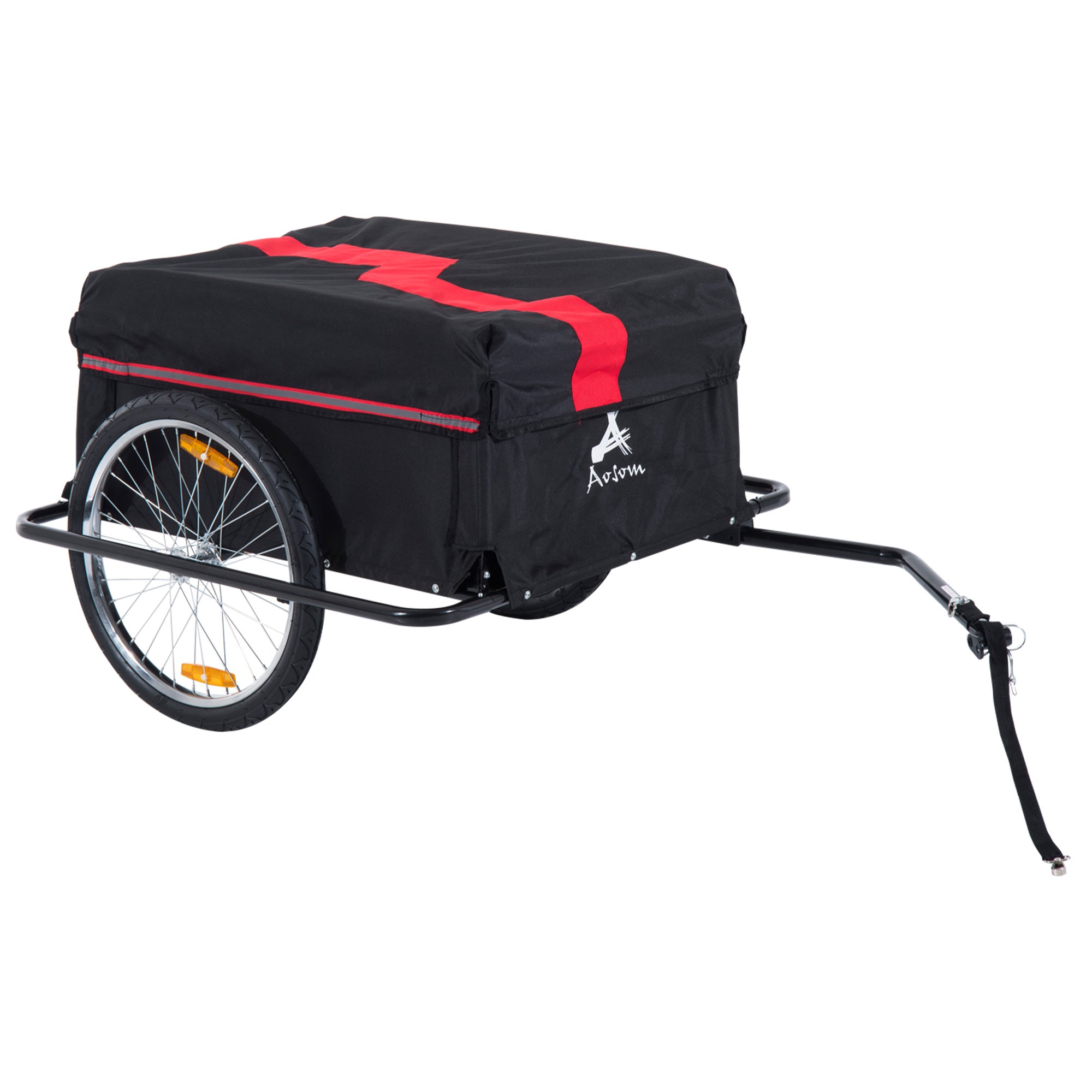 Bicycle Cargo Trailer, Two-Wheel Bike Luggage Wagon Trailer with Removable Cover, Wheel 20", Red