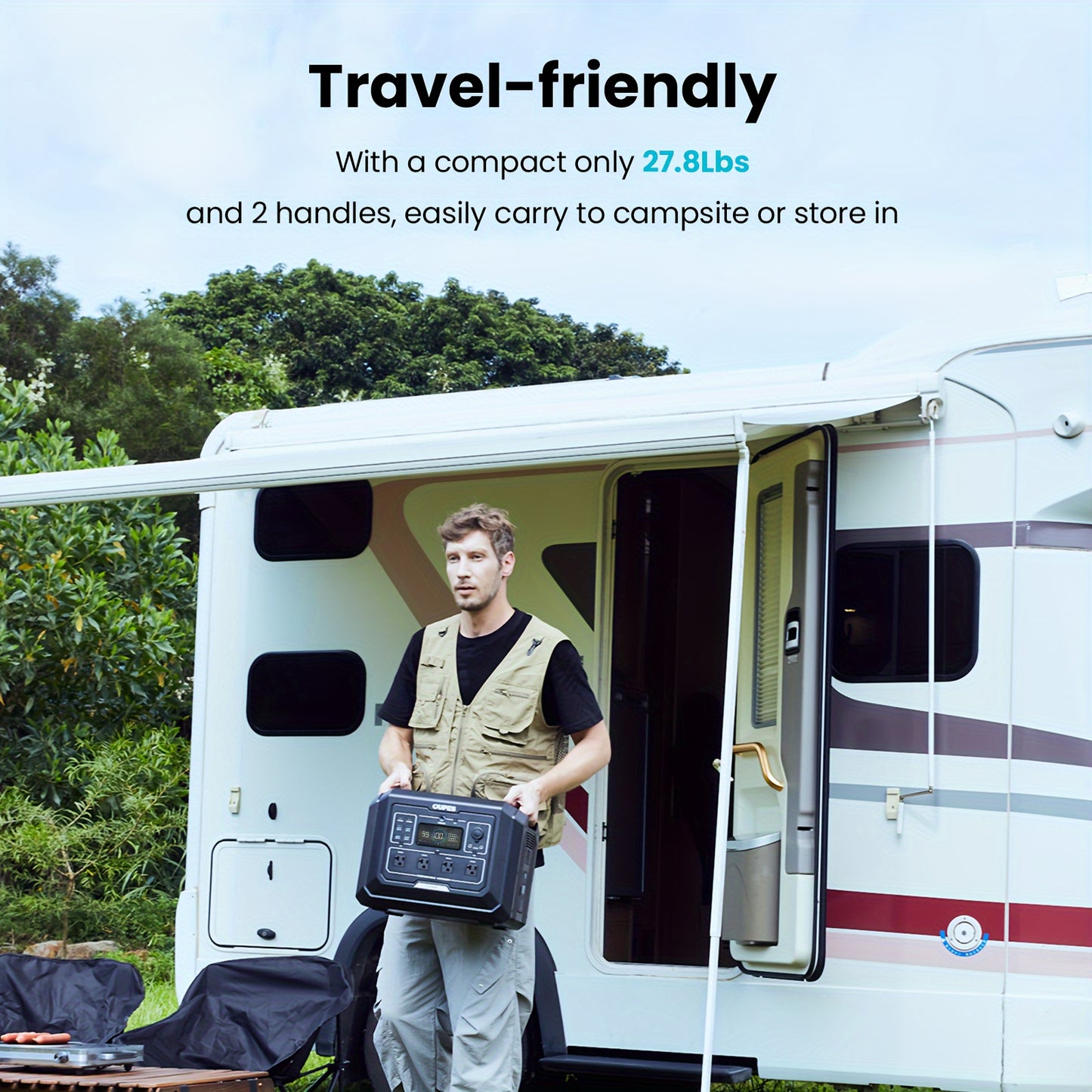 OUPES 2000w 1024Wh Portable Power Station Backup LiFePO4 Battery, 110V/2000W Pure Sine Wave AC Outlet, Solar Generator For Outdoors Camping Travelling And Emergencies.