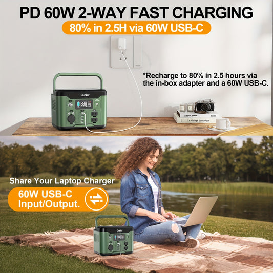 IFanze 300W Portable Power Station 296Wh 80000mAh Solar Generator with 60W PD Fast Charging, 9-Port Outlets, Digital Display & Lithium Battery for Home Backup, RV Camping, Emergency Power - Compatible with 60W/80W/100W Solar