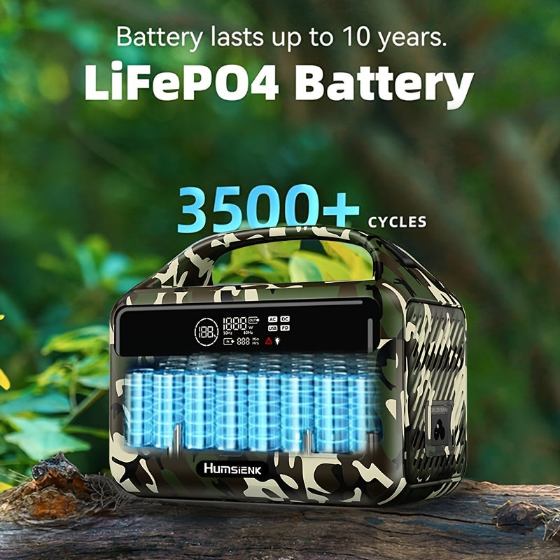 HumSienk 300W Portable Power Station - Fast Charging, 179.2Wh/56000mAh LiFePO4 Battery, 3 Input/6 Output Ports, 110V Pure Sine Wave, 2 AC Outlets, Solar Generator For Camping And Outdoor Activities.