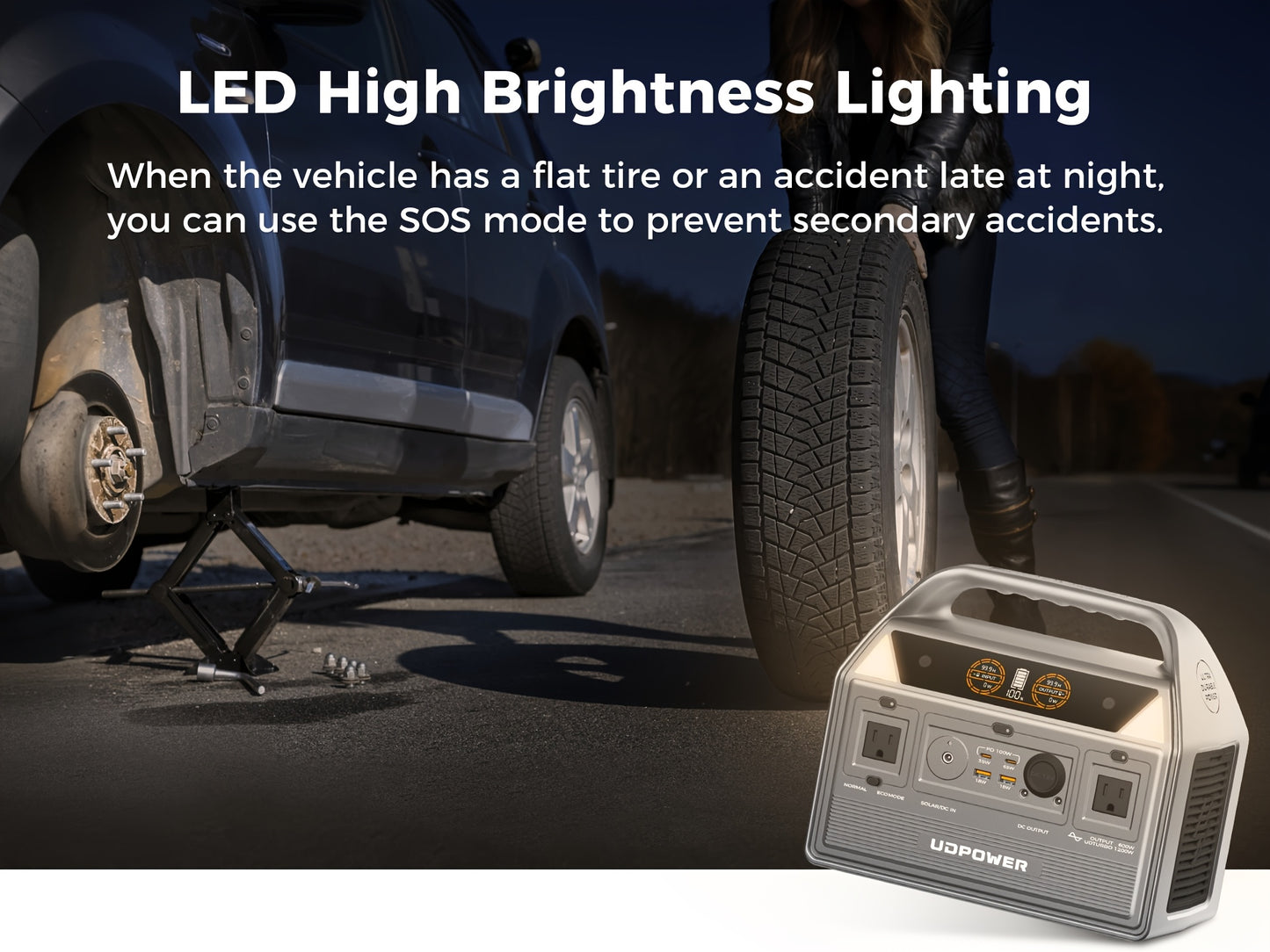 [Portable Power Station] Portable Power Station, 595Wh 600W(Surge 1200W) AC Output, LiFePO4(LFP) Battery, Solar Generator for Outdoor/Camping/Travel/RV, Emergency Power Backup(Grey)