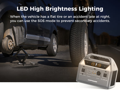 [Portable Power Station] Portable Power Station, 595Wh 600W(Surge 1200W) AC Output, LiFePO4(LFP) Battery, Solar Generator for Outdoor/Camping/Travel/RV, Emergency Power Backup(Grey)