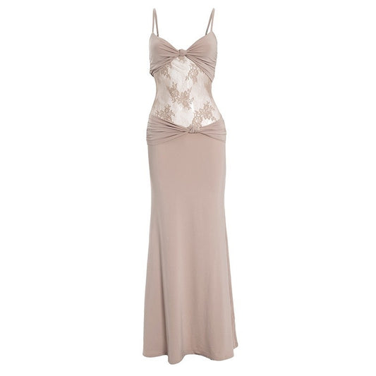 Strap Dress Lace Transparent Slimming Long Dress