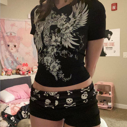 American-style Streetwear Athletic Skull Biker Shorts
