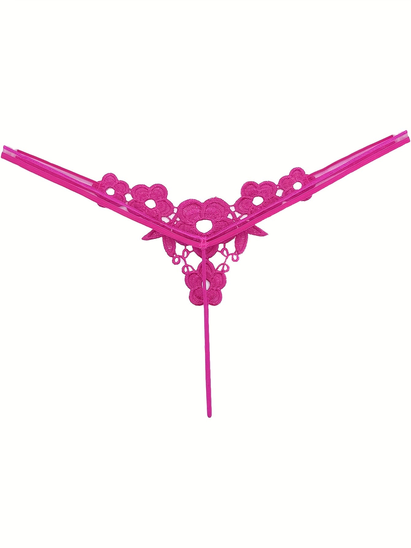 Floral Embroidery Thong, Hollow Out Faux Pearl Panties, Women's Sexy Lingerie & Underwear