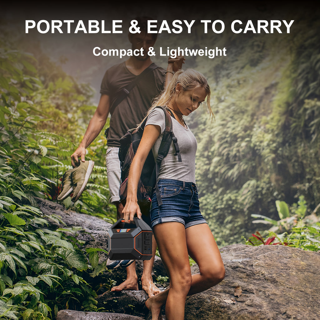 155Wh Portable Power Station with 30W Solar Panel, Lithium Battery Solar Generator with AC Outlet (2x110V), USB 3.0 QC Fast Charging, Digital Display & Overload Protection - Solar-Powered Portable Charger for Camping, Travel,