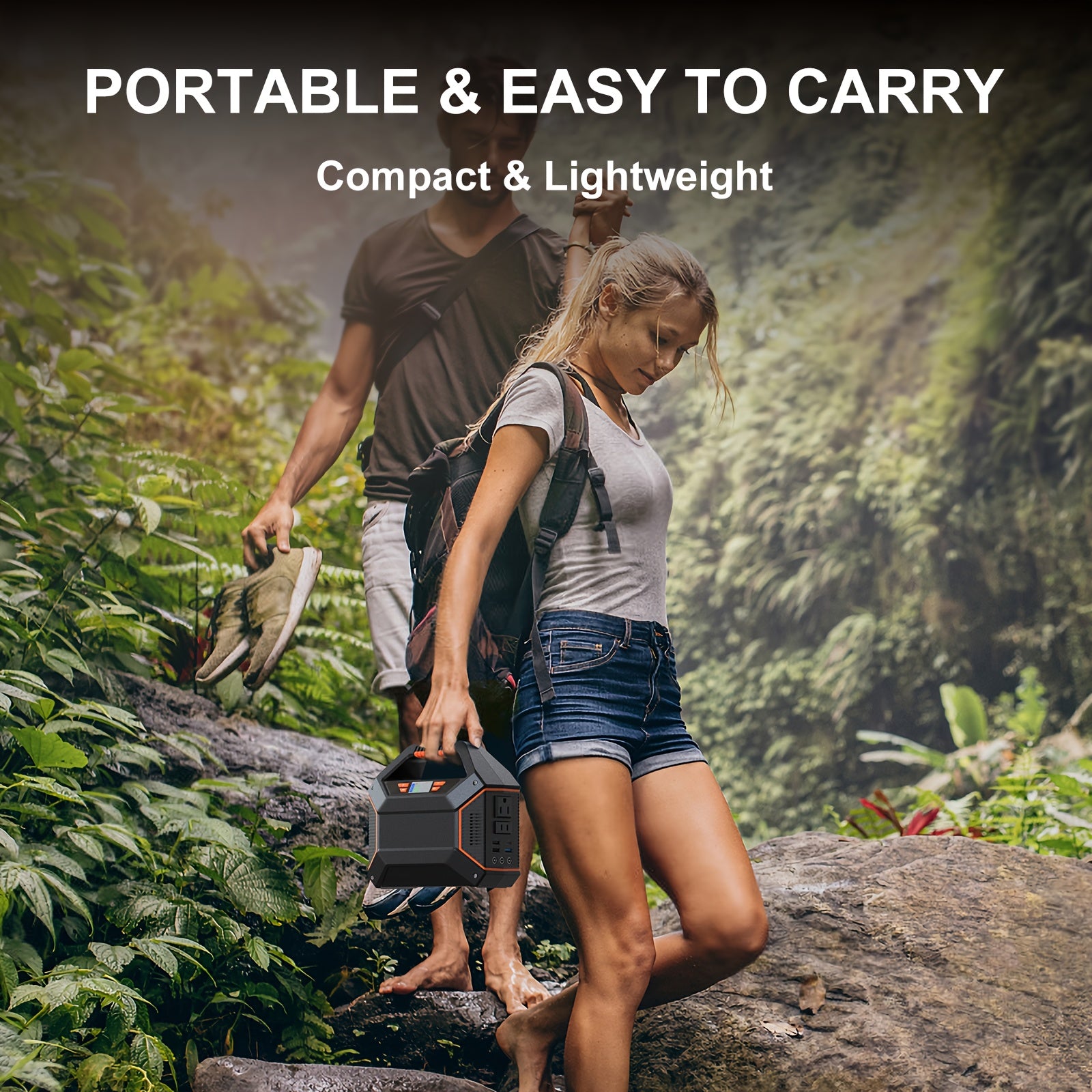 155Wh Portable Power Station with 30W Solar Panel, Lithium Battery Solar Generator with AC Outlet (2x110V), USB 3.0 QC Fast Charging, Digital Display & Overload Protection - Solar-Powered Portable Charger for Camping, Travel,