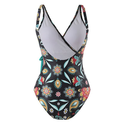 Lanswe Swimsuit  Women One Piece Swimwear Sexy Backless Women Bathing Suits Floral Bachelorette Party Cover Up Elegant