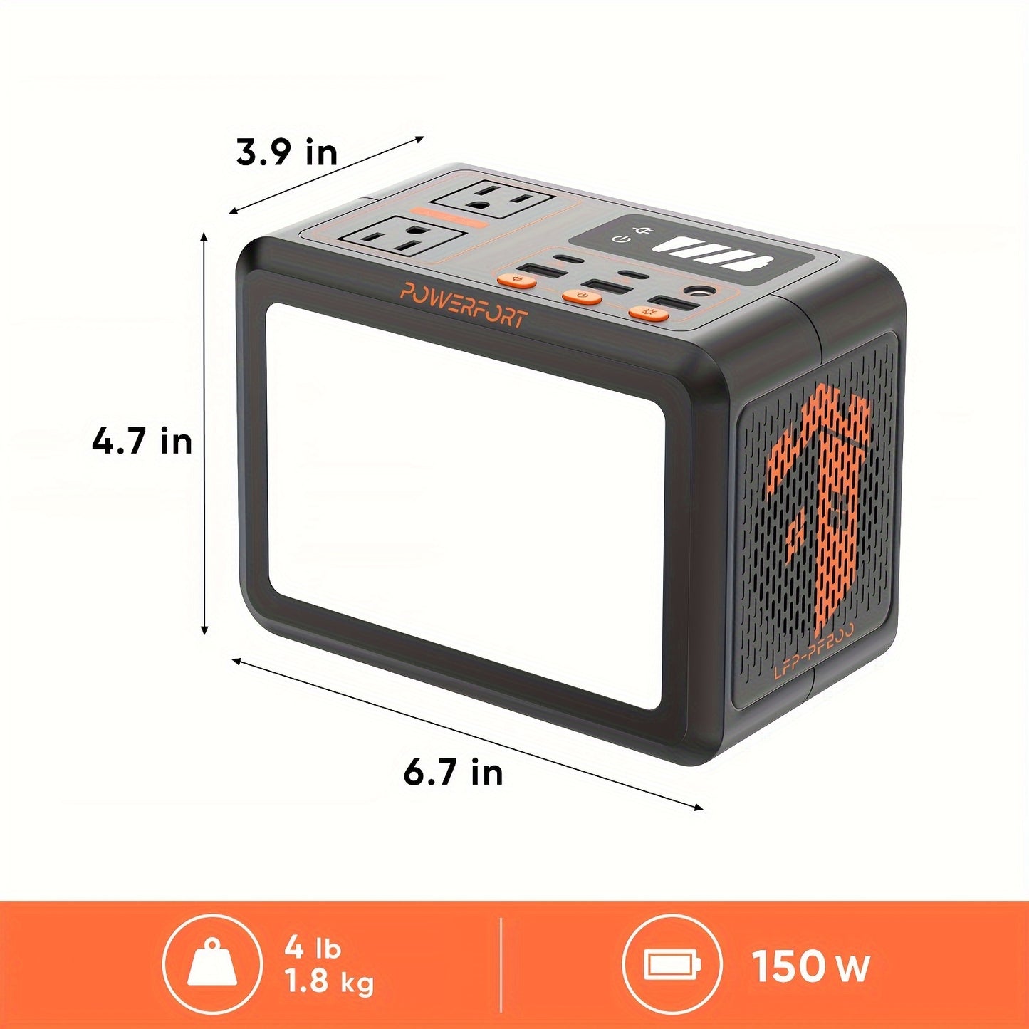 Portable Power Station 150W Small Solar Generator With LiFePo4 Battery 99Wh (LFP), PD18W, USB QC3.0, 2 110V AC Outlet, Outdoor LED For CPAP Home Camping Emergency Backup